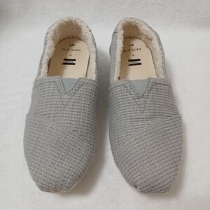 TOMS x West Elm Women Flats Size 7 Alpargata Slip On Cozy Knit Grey